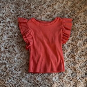 Zara Ruffled Coral Crop Top